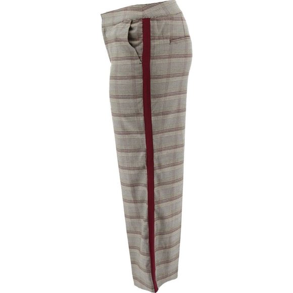 NWT G.I.L.I. PETITE WIDE LEG PLAID PANTS OLIVE/BURGUNDY STRIPE-VARIOUS SIZES - Picture 2 of 16